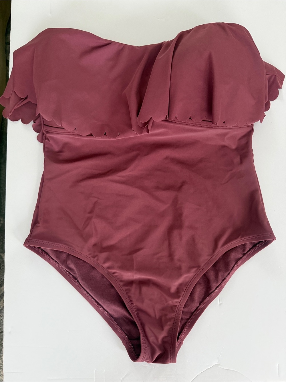 Kona Sol Strapless Scallop One-Piece Swimsuit - mulberry/mauve